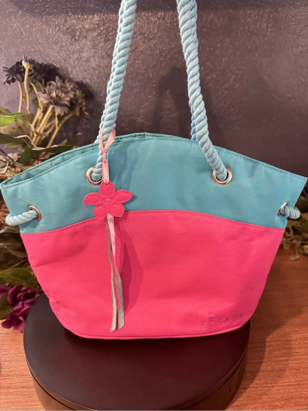 Escada Vintage Ltd Edition Canvas Tote Pacific Paradise Beach Tote Bag